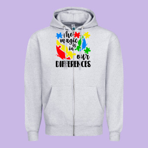 The Magic Is In Our Differences Zipper Hoodie Designed By Cowhidedigitalart