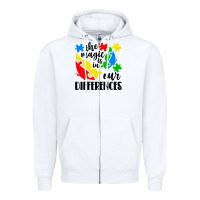 White the magic is in our differences Zipper Hoodie - CowhideDigitalArt