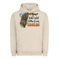 Pigment French Oak just a girl who loves koalas Urban Hoodie - BarkalooDesign