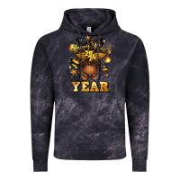 Cloud Black happy new year afro messy bun Vintage Hoodie - texasbilliewilder