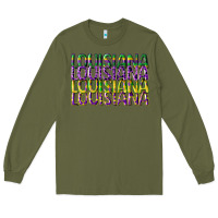 Army Green louisiana mardi gras Long Sleeve Tee - CowGirlArtShop