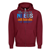 Burgundy The world needs all kinds of minds Zipper Hoodie - CowhideDigitalArt