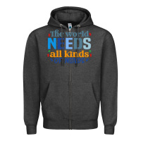 Charcoal Heather The world needs all kinds of minds Zipper Hoodie - CowhideDigitalArt