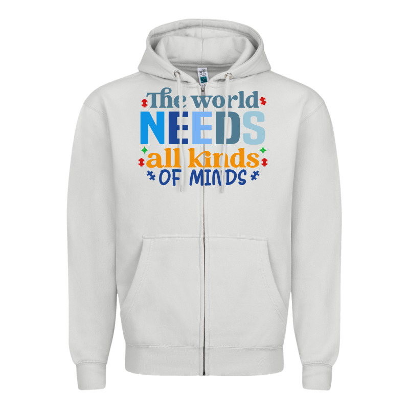 The World Needs All Kinds Of Minds Zipper Hoodie by CowhideDigitalArt | Teevron