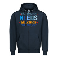 Navy The world needs all kinds of minds Zipper Hoodie - CowhideDigitalArt
