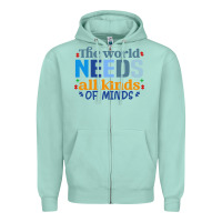 Seafoam The world needs all kinds of minds Zipper Hoodie - CowhideDigitalArt
