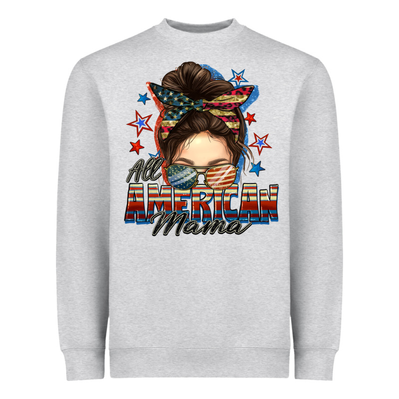 All American Mama Messy Bun 4th Of July Heavyweight Sweatshirt by FaDigitalArtStudio | Teevron