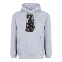 Heather Grey Chimpanzee Illustrations Heavyweight Hoodie - LillyAllenDesigns