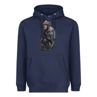 Navy Chimpanzee Illustrations Heavyweight Hoodie - LillyAllenDesigns