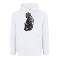 White Chimpanzee Illustrations Heavyweight Hoodie - LillyAllenDesigns