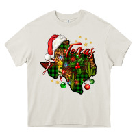 Cream Christmas Texas map Heavy Core Tee - NancyCooperArtShop