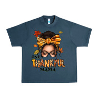 Midnight Navy one thankful mama afro messy bun Urban Heavy Tee - texasbilliewilder