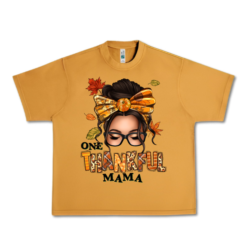 One Thankful Mama Afro Messy Bun Urban Heavy Tee by texasbilliewilder | Teevron