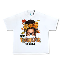 White one thankful mama afro messy bun Urban Heavy Tee - texasbilliewilder