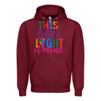 Burgundy This Little Light Of Mine Zipper Hoodie - CowhideDigitalArt