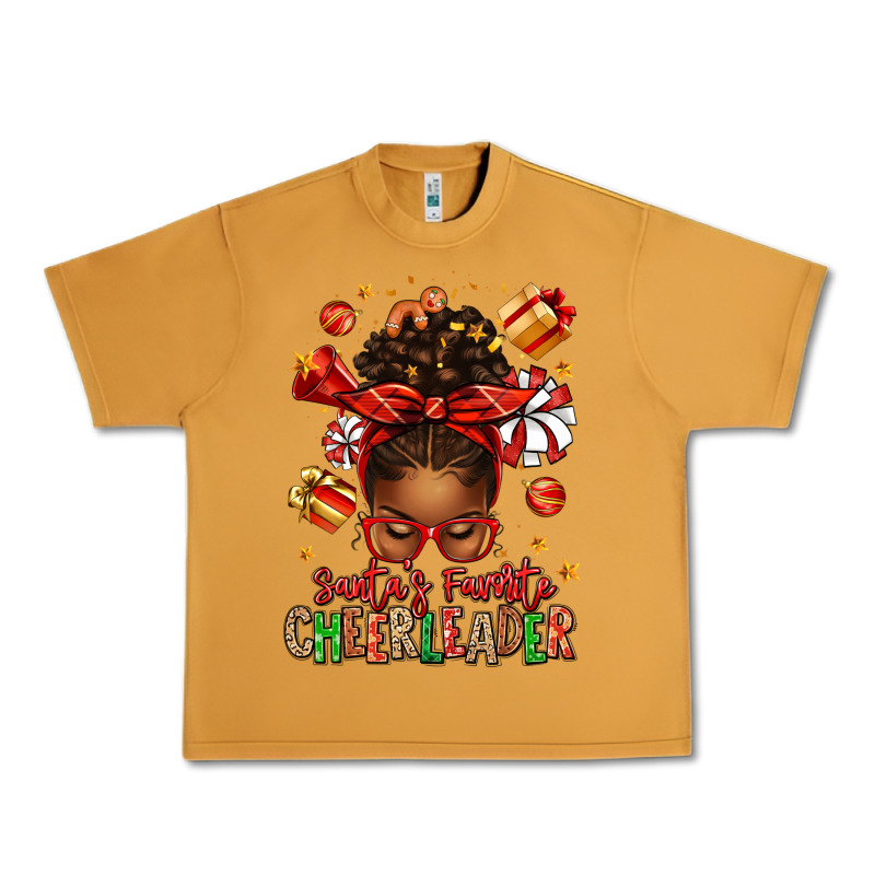 Santa's Favorite Cheerleader Afro Messy Bun Urban Heavy Tee by texasbilliewilder | Teevron