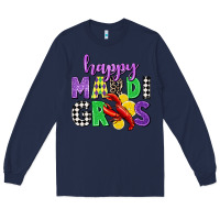 Navy happy mardi gras Long Sleeve Tee - CowGirlArtShop
