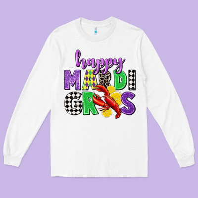 Happy Mardi Gras Long Sleeve Tee Designed By Cowgirlartshop