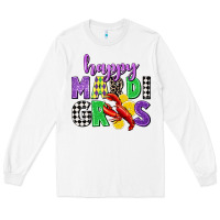 White happy mardi gras Long Sleeve Tee - CowGirlArtShop