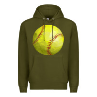 Army Green softball Premium Hoodie - FaDigitalArtStudio
