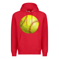 Red softball Premium Hoodie - FaDigitalArtStudio