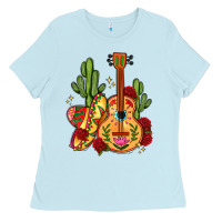 Baby Blue mexican guitar Ladies Tee - LillyAllenDesigns