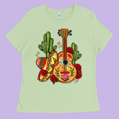 Mexican Guitar Ladies Tee Designed By Lillyallendesigns