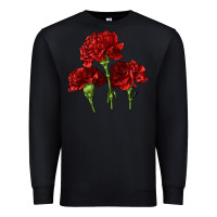 Black Scarlet Red Carnation Illustrations Premium Sweatshirt - LillyAllenDesigns