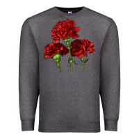 Charcoal Heather Scarlet Red Carnation Illustrations Premium Sweatshirt - LillyAllenDesigns