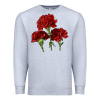 Heather Grey Scarlet Red Carnation Illustrations Premium Sweatshirt - LillyAllenDesigns