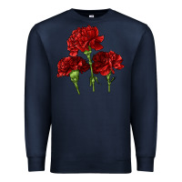 Navy Scarlet Red Carnation Illustrations Premium Sweatshirt - LillyAllenDesigns