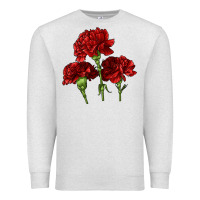 Oatmeal Heather Scarlet Red Carnation Illustrations Premium Sweatshirt - LillyAllenDesigns