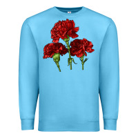Ocean Blue Scarlet Red Carnation Illustrations Premium Sweatshirt - LillyAllenDesigns