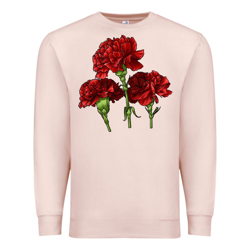 Scarlet Red Carnation Illustrations Premium Sweatshirt by LillyAllenDesigns | Teevron