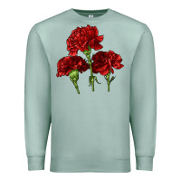 Seafoam Scarlet Red Carnation Illustrations Premium Sweatshirt - LillyAllenDesigns