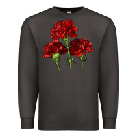 Smoke Scarlet Red Carnation Illustrations Premium Sweatshirt - LillyAllenDesigns