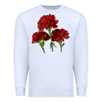 White Scarlet Red Carnation Illustrations Premium Sweatshirt - LillyAllenDesigns