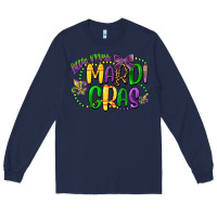 Navy little miss mardi gras Long Sleeve Tee - CowGirlArtShop