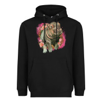 Black leopard baby hippo Heavyweight Hoodie - LillyAllenDesigns