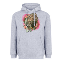 Heather Grey leopard baby hippo Heavyweight Hoodie - LillyAllenDesigns