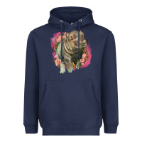 Navy leopard baby hippo Heavyweight Hoodie - LillyAllenDesigns