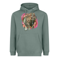Sage leopard baby hippo Heavyweight Hoodie - LillyAllenDesigns