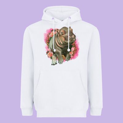 Leopard Baby Hippo Heavyweight Hoodie Designed By Lillyallendesigns