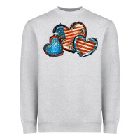 Heather Grey American flag hearts 4th of july Heavyweight Sweatshirt - FaDigitalArtStudio