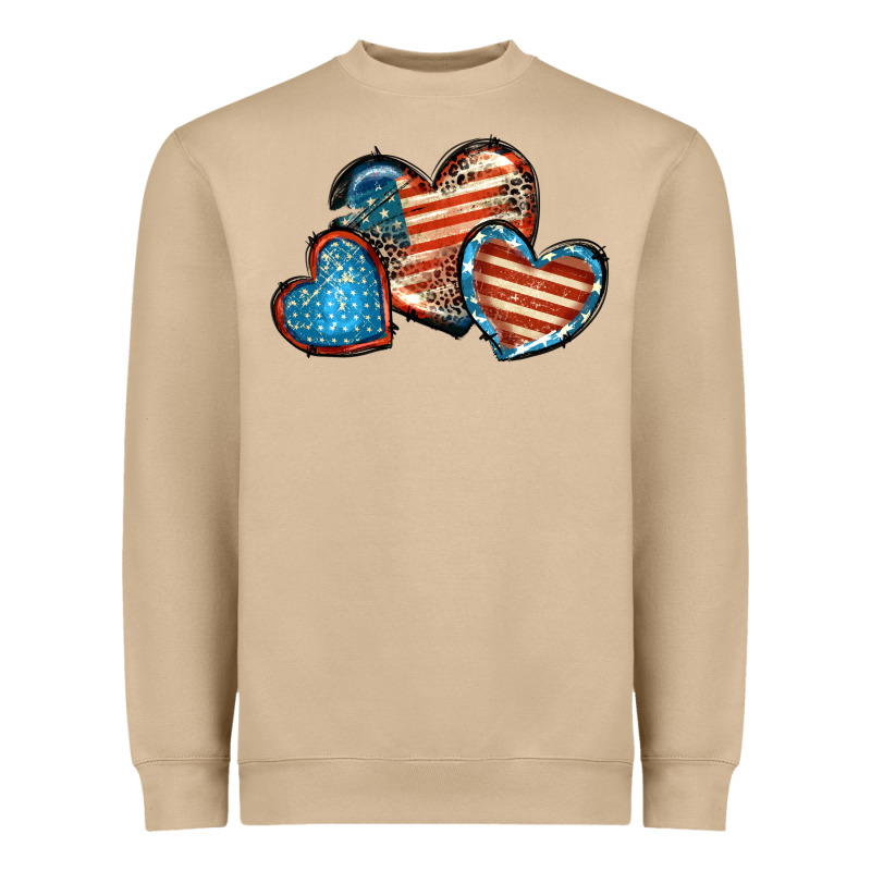 American Flag Hearts 4th Of July Heavyweight Sweatshirt by FaDigitalArtStudio | Teevron