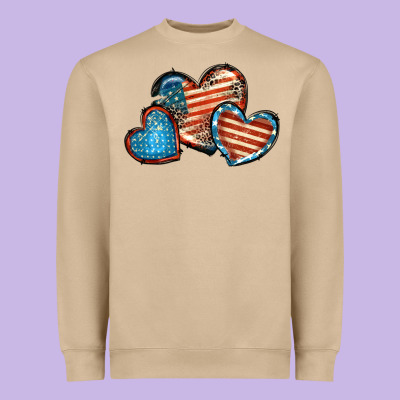 American Flag Hearts 4th Of July Heavyweight Sweatshirt Designed By Fadigitalartstudio
