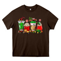 Chocolate Brown Christmas tractor coffee cup Heavy Core Tee - NancyCooperArtShop