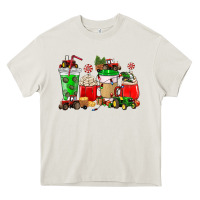 Cream Christmas tractor coffee cup Heavy Core Tee - NancyCooperArtShop