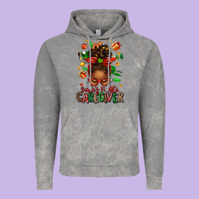Santas Favorite Caregiver Afro Messy Bun Vintage Hoodie Designed By Texasbilliewilder