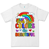White name vibrant positivity rainbow art Premium Tee - LillyAllenDesigns